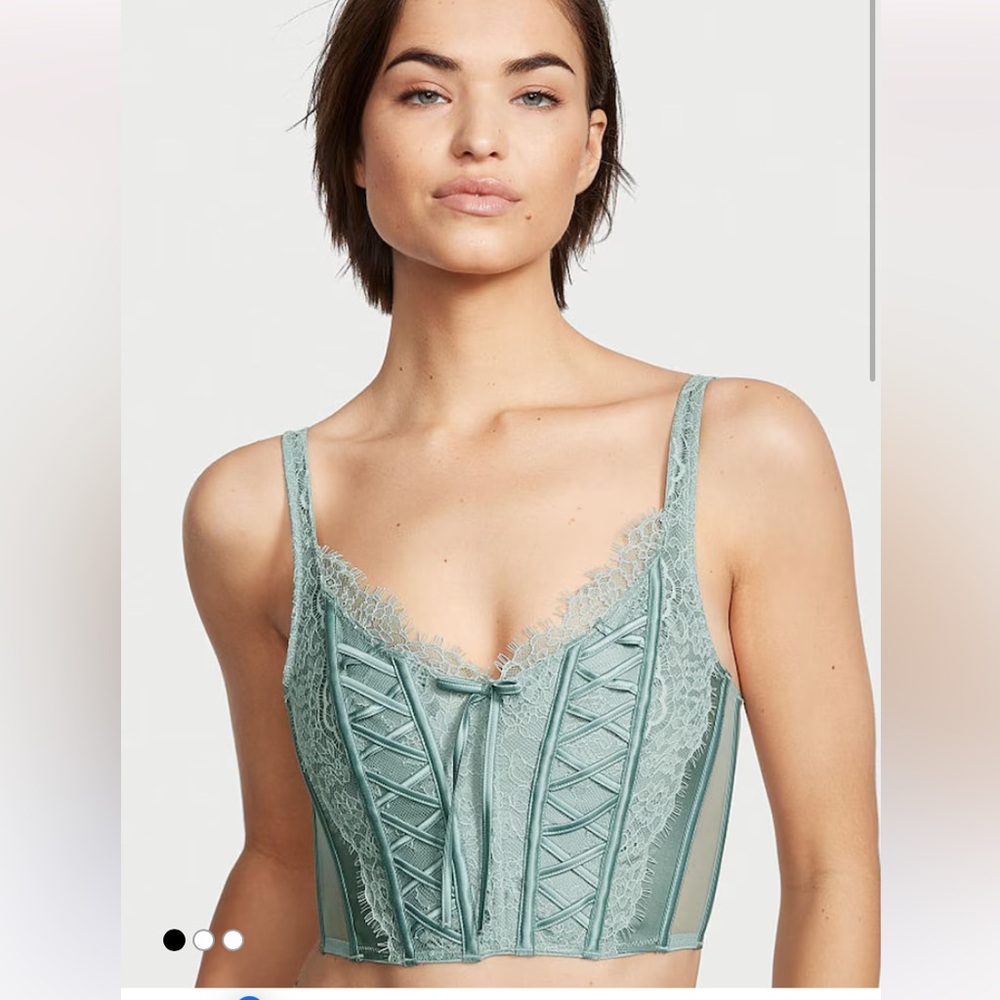 Victoria's Secret Dream Angels Lace Corset Unlined Sage Green